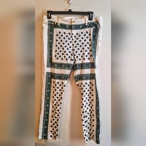 Michael Kors White and Black Green Patterned Pants